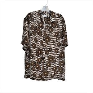 Zara Brown & Black Morocco Casual Button Down Shirt size Large